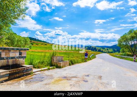 Vue sur les montagnes du Rhodope occidental près du village de Zmeitsa dans le sud-ouest de la Bulgarie. Il est situé dans la municipalité de Dospat, province de Smolyan.2020 Banque D'Images