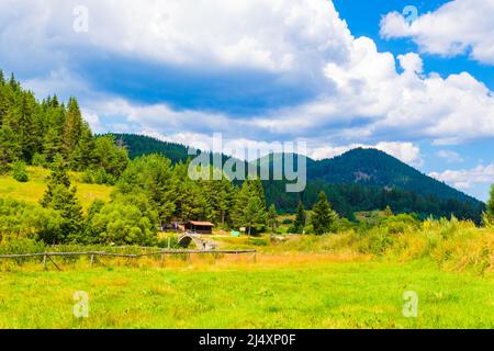 Vue sur les montagnes du Rhodope occidental près du village de Zmeitsa dans le sud-ouest de la Bulgarie. Il est situé dans la municipalité de Dospat, province de Smolyan.2020 Banque D'Images