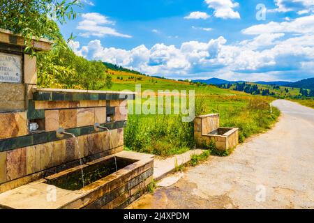 Vue sur les montagnes du Rhodope occidental près du village de Zmeitsa dans le sud-ouest de la Bulgarie. Il est situé dans la municipalité de Dospat, province de Smolyan.2020 Banque D'Images