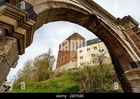 Schwanenburg sur le Schloßberg à Kleve, à la fois un musée et un tribunal régional et de district Banque D'Images