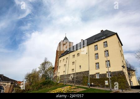 Schwanenburg sur le Schloßberg à Kleve, à la fois un musée et un tribunal régional et de district Banque D'Images