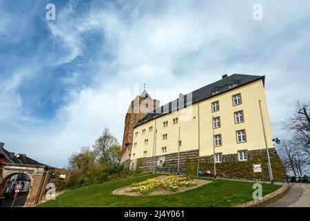 Schwanenburg sur le Schloßberg à Kleve, à la fois un musée et un tribunal régional et de district Banque D'Images
