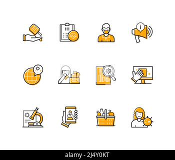 La vie en cas de pandémie - jeu d'icônes de style de conception de ligne moderne Illustration de Vecteur