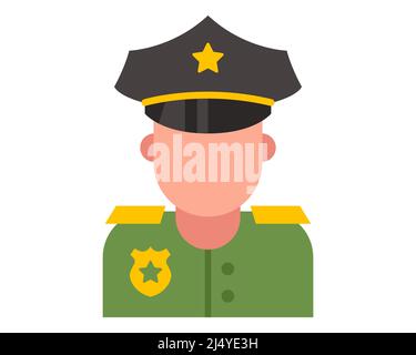 un policier dans un uniforme vert et capuchon. illustration vectorielle plate. Illustration de Vecteur