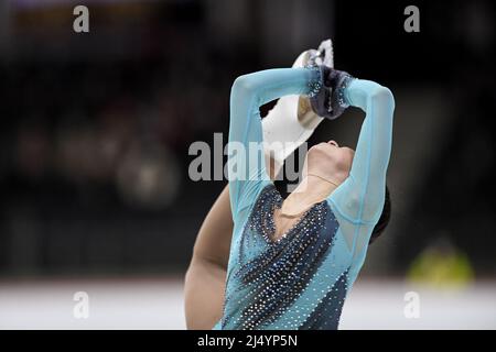 Noelle STREULI (POL), pendant le patinage libre des femmes, aux Championnats du monde juniors de patinage artistique 2022 de l'UIP, au Tondiaba Ice Hall, le 17 avril 2022 à Tallinn, Estonie. Credit: Raniero Corbelletti/AFLO/Alay Live News Banque D'Images