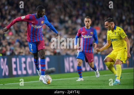 Barcelone, Espagne. 18th avril 2022. La Liga Spanish la Liga football Match FC Barcelona vs Cadix au camp Nou Stadium, Barcelone 18 avril, 2022 Dembele 900/Corcon Press Credit: CORCON PRESS/Alay Live News Banque D'Images