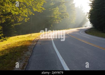 Soleil matinal le long de l'autoroute Kancamagus (route 112), dans les White Mountains, New Hampshire. Banque D'Images