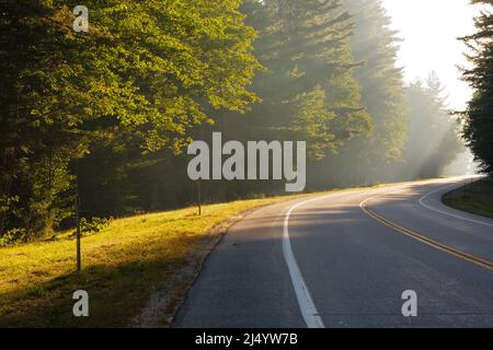 Soleil matinal le long de l'autoroute Kancamagus (route 112), dans les White Mountains, New Hampshire. Banque D'Images