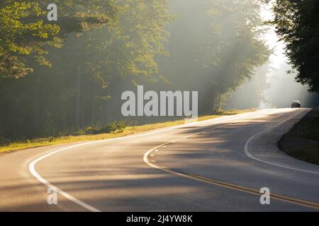 Soleil matinal le long de l'autoroute Kancamagus (route 112), dans les White Mountains, New Hampshire. Banque D'Images