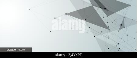 Bannière avec arrière-plan clair et impression de formes connectées. Molécules, points et lignes Illustration de Vecteur