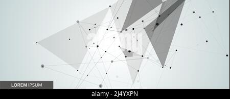 Bannière avec arrière-plan clair et impression de formes connectées. Molécules, points et lignes Illustration de Vecteur