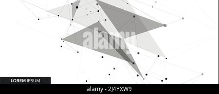 Bannière avec arrière-plan clair et impression de formes connectées. Molécules, points et lignes Illustration de Vecteur