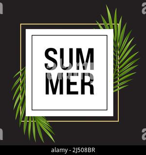 Feuille de palmier tropicale isolée sur fond blanc. Plante d'été verte réaliste. Illustration vectorielle Illustration de Vecteur