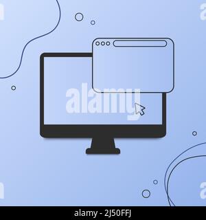 Ordinateur de conception plate abstrait avec fenêtre de navigateur vide. Vecteur Illustration de Vecteur