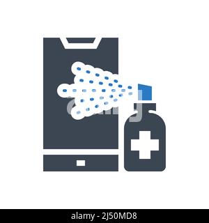 Icône de glyphe vecteur lié à la désinfection du smartphone Illustration de Vecteur