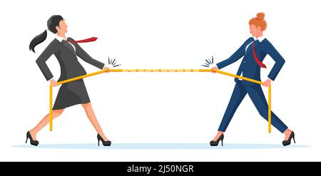 Deux femmes d'affaires tirent de corde. Illustration de Vecteur