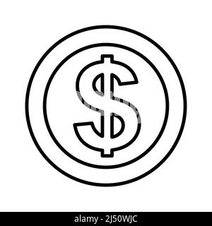 Icône dollar signe Casino Slot machine ligne, contour modifiable. Symbole de jeu, objet. Illustration vectorielle Illustration de Vecteur