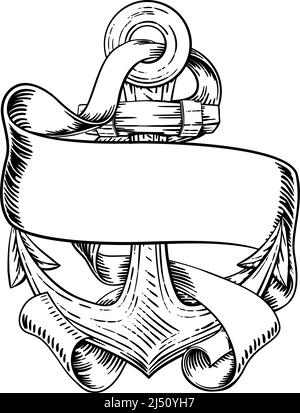 L'ancre de bateau ou navire Dessin Tatouage Illustration de Vecteur