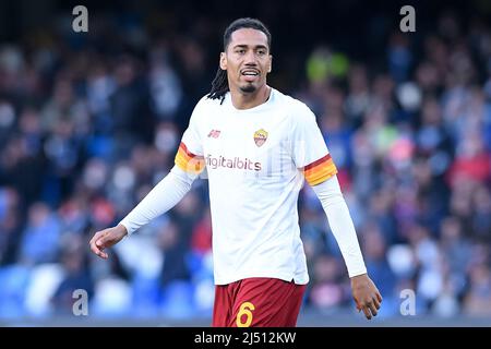 Naples, Italie. 18th avril 2022. Chris Smalling de AS Roma pendant la série Un match entre Naples et Roma au Stadio Diego Armando Maradona, Naples, Italie, le 18 avril 2022. Credit: Giuseppe Maffia/Alay Live News Banque D'Images