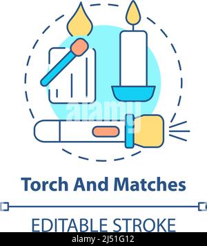 Icône de concept torche et allumettes Illustration de Vecteur