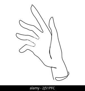 Ligne de main unique continue non peinte en forme ouverte dessinée à partir de la silhouette de la main. Illustration vectorielle de style dessin à la main Illustration de Vecteur