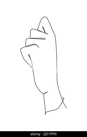 Ligne de main unique continue non peinte en forme de tranchée, dessinée à partir de la silhouette de la main. Illustration vectorielle de style dessin à la main Illustration de Vecteur