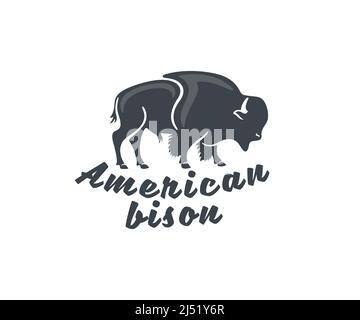 Bisons et buffles américains, animaux, bovins et bovins à cornes, logo. Faune, corned, ox et taureau, dessin vectoriel et illustration Illustration de Vecteur