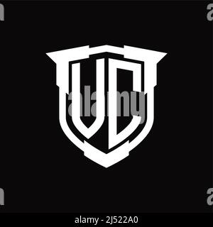 Logo VC lettre monogramme avec modèle de forme de bouclier Illustration de Vecteur