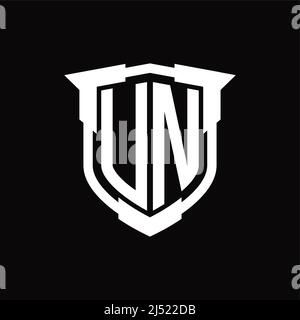 Logo ONU lettre monogramme avec modèle de forme de bouclier Illustration de Vecteur