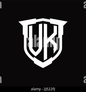 Logo VK lettre monogramme avec modèle de forme de bouclier Illustration de Vecteur
