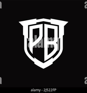 Logo PB lettre monogramme avec modèle de forme de bouclier Illustration de Vecteur