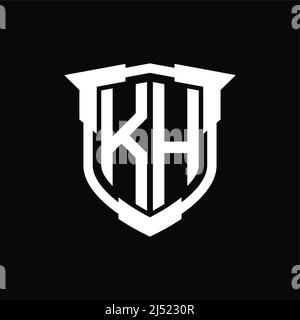Logo KH lettre monogramme avec modèle de forme de bouclier Illustration de Vecteur