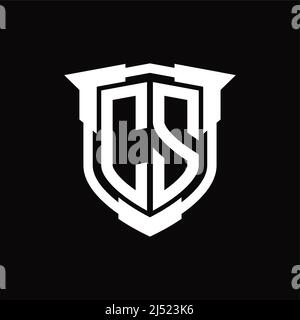 LOGO CS lettre monogramme avec modèle de forme de bouclier Illustration de Vecteur