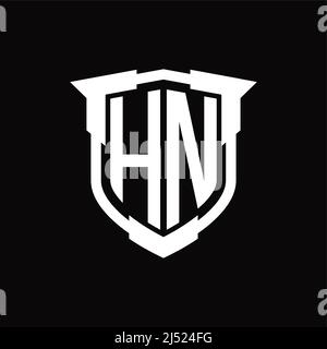 Logo HN lettre monogramme avec modèle de forme de bouclier Illustration de Vecteur