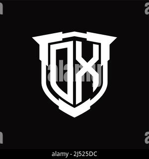 Logo DX lettre monogramme avec modèle en forme de bouclier Illustration de Vecteur