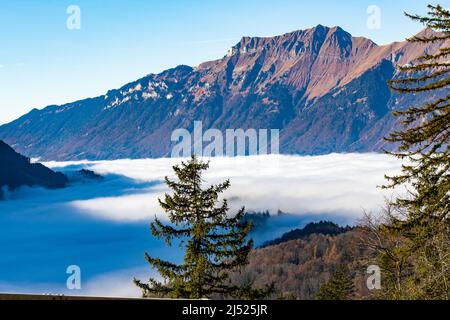 alpes suisses avec une couverture de nuages dans la valey Banque D'Images