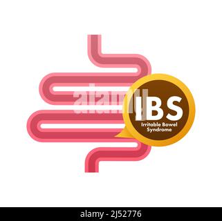 Signes du syndrome du côlon irritable. Messages de santé sur le diagnostic de l'IBS. Illustration du stock vectoriel. Illustration de Vecteur