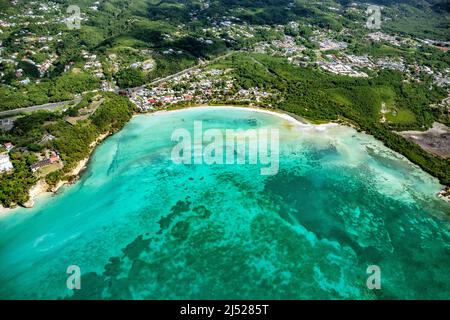 Vue aérienne du fort Fleur d'épée, Bas du fort, le Gosier, Grande-Terre, Guadeloupe, Antilles néerlandaises, Caraïbes. Banque D'Images