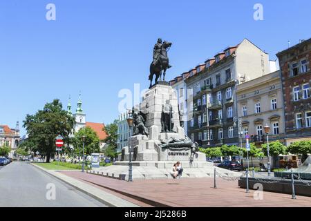 CRACOVIE, POLOGNE - 30 JUIN 2021 : monument Pomnik Grunwaldzki, Cracovie, Pologne. Banque D'Images