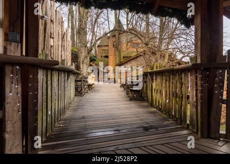 L'entrée du restaurant Treehouse au jardin d'Alnwick, Alnwick, Northumberland, Angleterre Banque D'Images