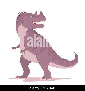 Ceratosaurus effrayant. Pangolin ancien. Chasseur de dinosaures prédateur de la période jurassique. Illustration de dessin animé vectoriel isolée sur fond blanc Illustration de Vecteur