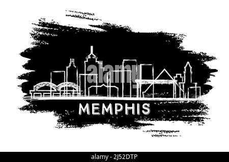 Memphis Tennessee City Skyline Silhouette. Esquisse dessinée à la main. Concept de voyage d'affaires et de tourisme avec architecture historique. Illustration vectorielle. Illustration de Vecteur