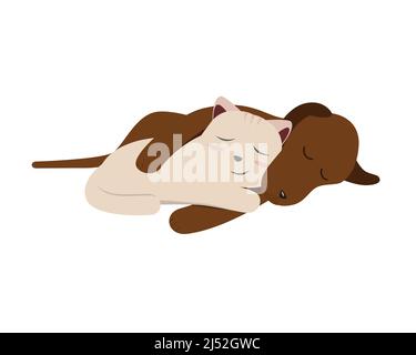 Chat capacité avec chien calmement et paisiblement Illustration Vector Illustration de Vecteur