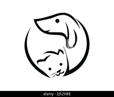 Silhouette chien et chat souriant Illustration de Vecteur