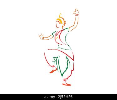 Femme indienne danseuse Illustration avec style Silhouette Illustration de Vecteur