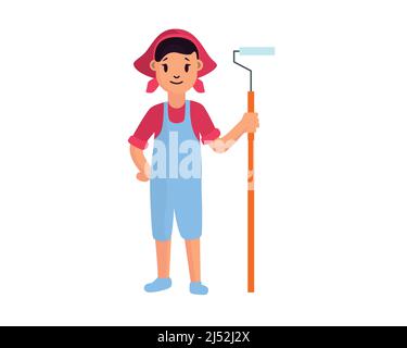 Woman House Painter Illustration Vector Illustration de Vecteur