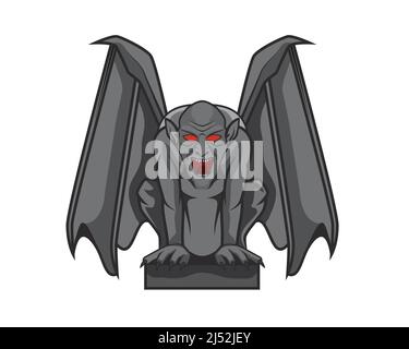 Gargoyle détaillé avec posture assise Illustration Vector Illustration de Vecteur