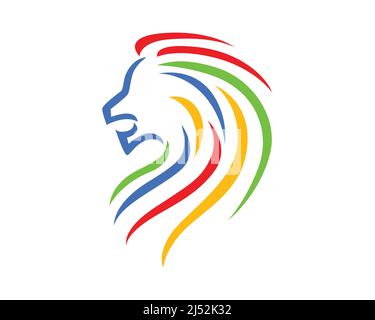 Simple symbole de tête de lion coloré avec style Silhouette Illustration de Vecteur