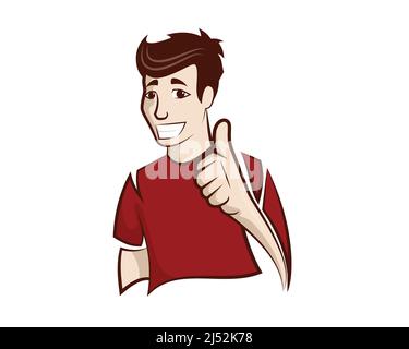 Homme humblement et amical avec recommander Gesture Vector Illustration de Vecteur