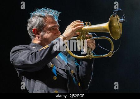 Vérone, Italie. 30 juin 2021. L'image montre Paolo Fresu pendant la représentation au Teatro Romano à Vérone pour le festival Rumours 2021 Banque D'Images